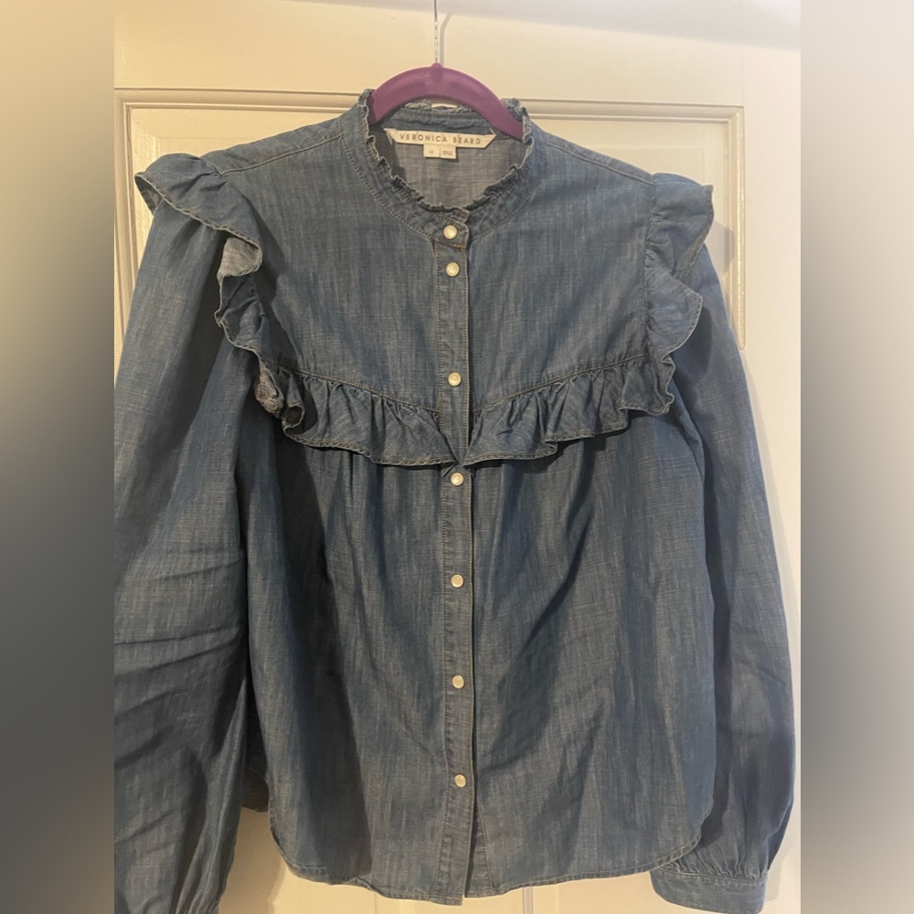Veronica Beard Tes denim button down shirt 12